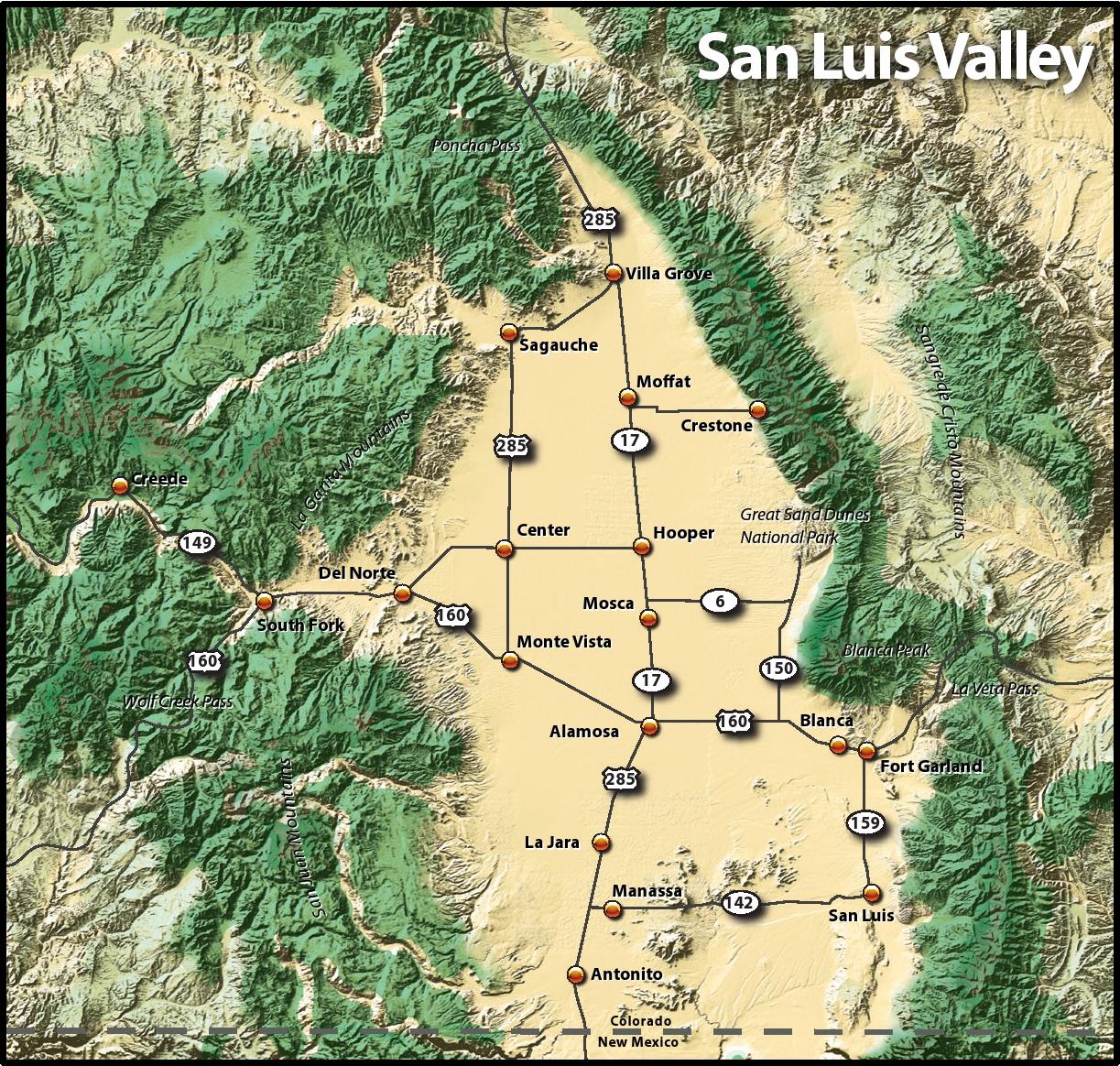 san luis valley map